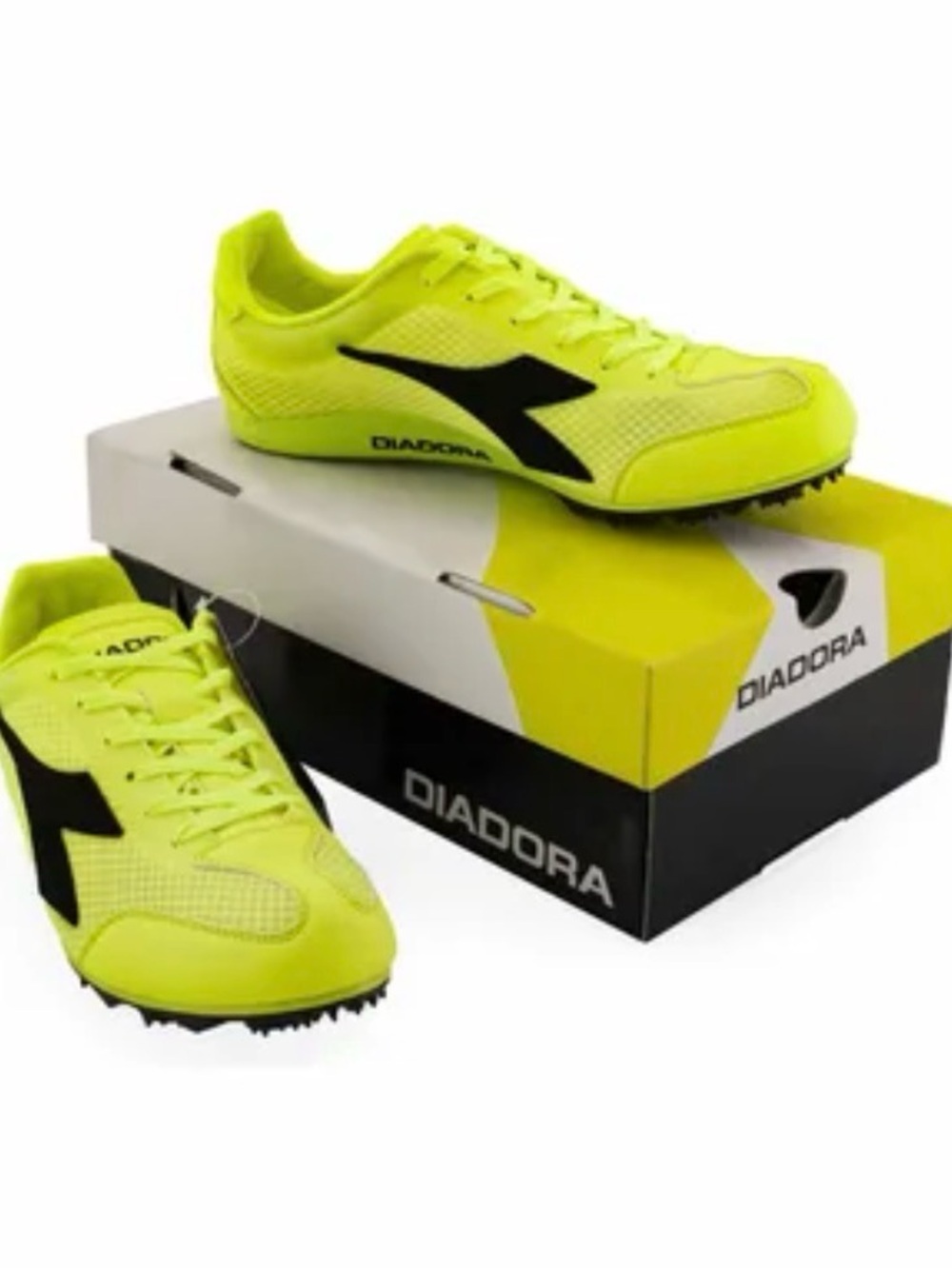 Diadora Mid Distance Spike Track Shoes-Neon Yellow/Black – Brand New US Size 4.5